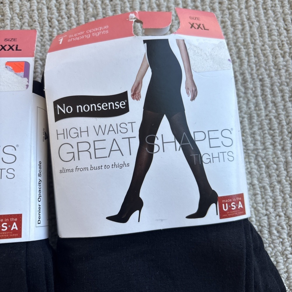 lot of 2 XXL  NO NONSENSE High Waist Great Shapes Tights Black super opaque - Picture 4 of 9